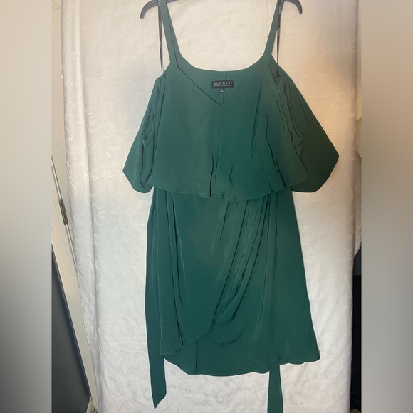 NWT Eloquii Plus  Green Off Cold Shoulder Wrap Dress - Picture 13 of 14